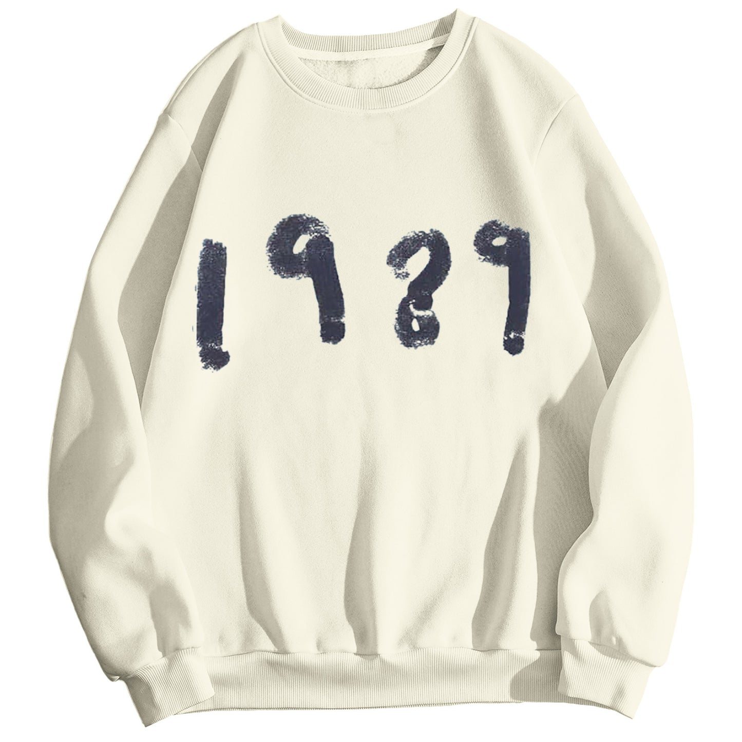Pull décontracté à manches longues et col rond, style 1989