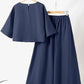 European And American Fashion Suit Solid Color Short Sleeve Loose Trousers Two-piece Set