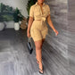 Ensemble deux pièces pour femme, chemise à manches courtes, style urbain