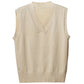 V-neck Sleeveless Sweater Vest Women's Black Top Outerwear Thin Knitwear