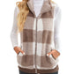 Thick Checks Double-sided Velvet Cardigan Vest Stand Collar Sleeveless Coat