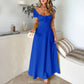 Elegant Pure Color Tied Pleating Puff Sleeve French Dress