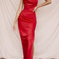 Satin Tube Top Split Knee-length Dress
