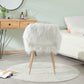 WHITE Faux Fur Upholstered Make Up Chair Side Dining Chair With Metal Leg WHITE Beech Metal Leg