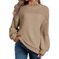 Solid Color Lantern Sleeve Pullover Round Neck Sweater