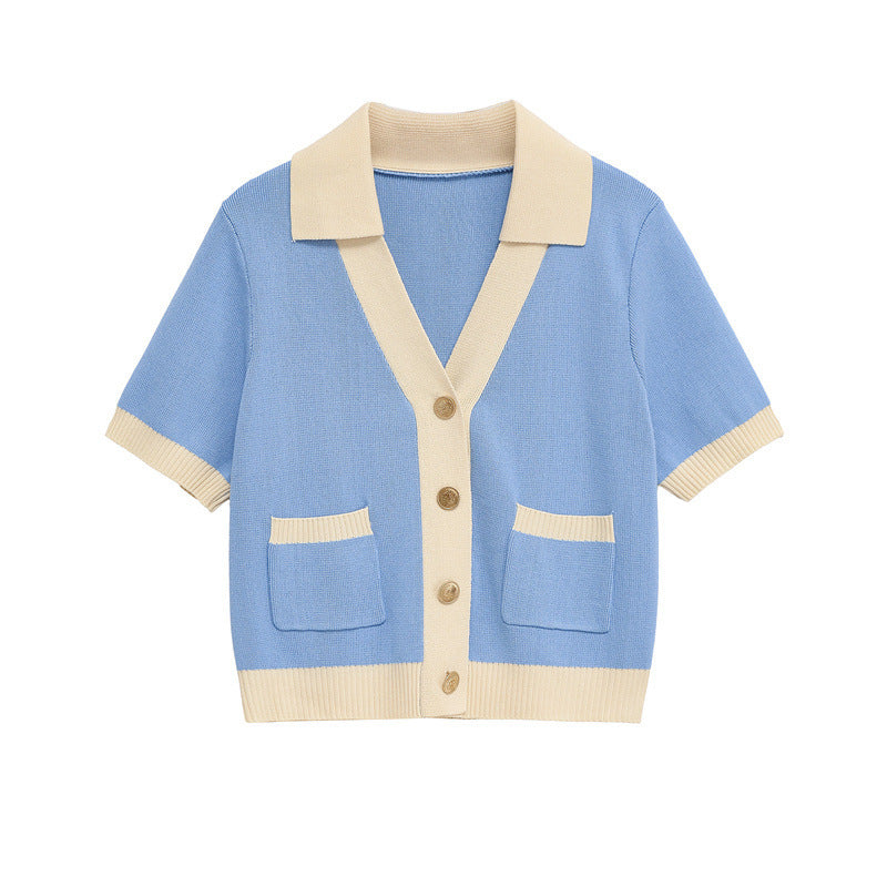 Simple Fashion Polo Collar Knitted Coat