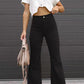 Solid Color Mid-waist Slim-fit Micro Flared Pants Corduroy