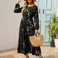 Womens Versatile Round-neck Floral Chiffon Dress