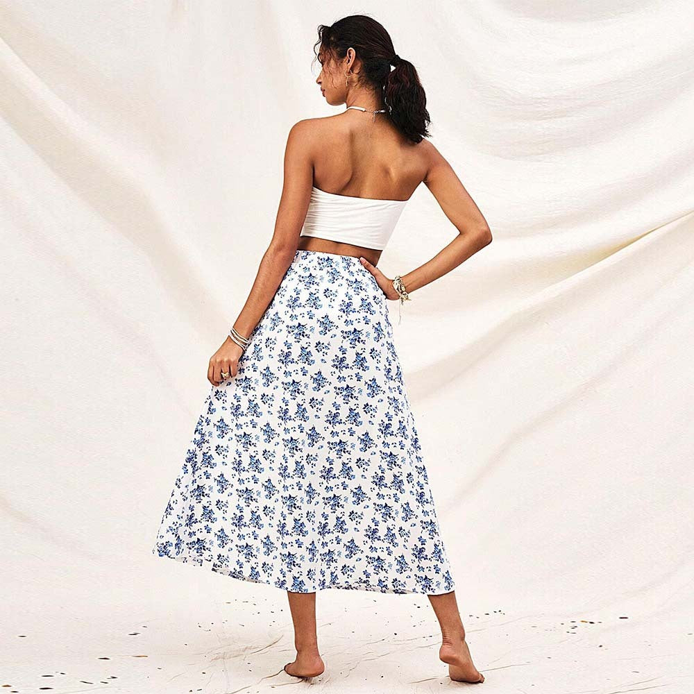 Women's Fashion Loose Split Floral Skirt