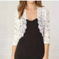 Ladies' Vest Short Collarless Cardigan Top Solid Color Elegant Lace Shirt