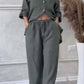Ensemble deux pièces à lacets et pantalon large pour femme