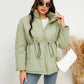 Women's Zipper Cinched Drawstring Cotton Coat Jacket