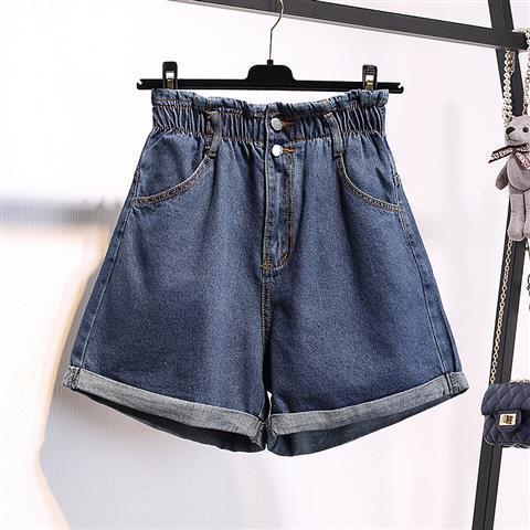 Calyx elastic waist denim shorts female summer high waist was thin student wide leg pants