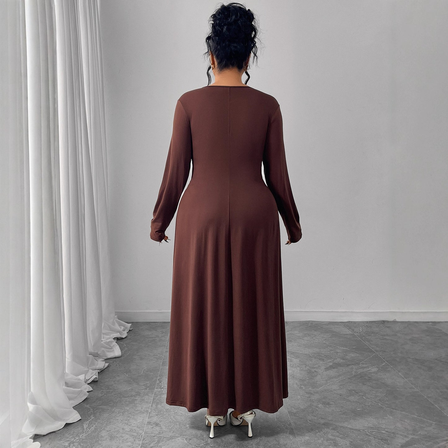 Fashion Coffee Color Dress For Women