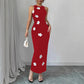 Women's Slim-fit Sleeveless Fashionable Floral Round-neck Dress