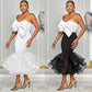New Slim-fit Contrast Colors Bandeau One-shoulder Three-dimensional Hip Skirt