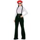 High Waist Big Round Button Zipper Flared Leg Suspenders