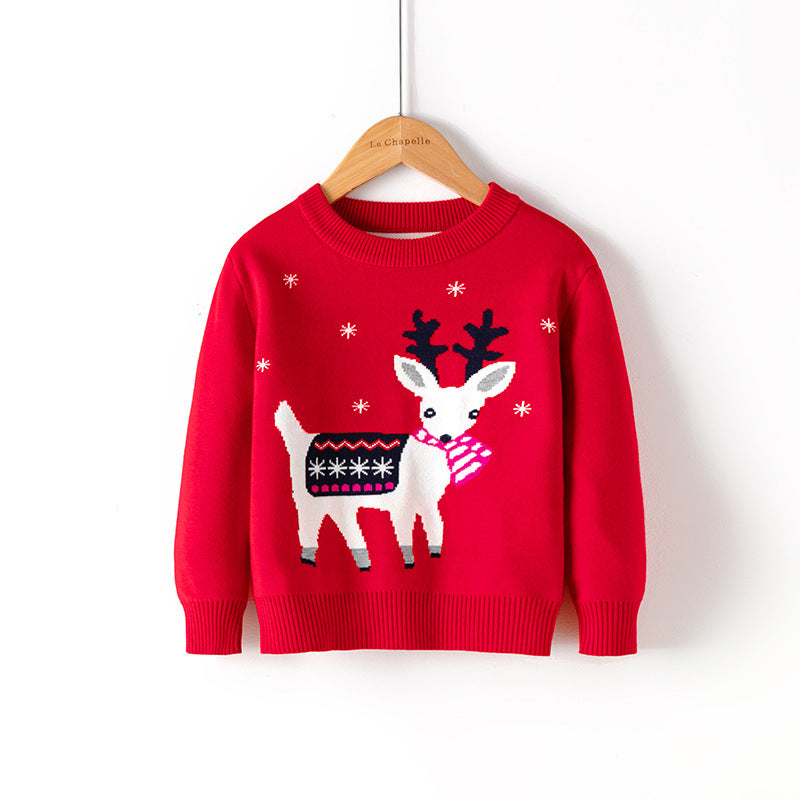 Cotton Double Layer Autumn Winter Christmas Long Sleeved Children's Sweater