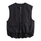 Pleated Hem Sleeveless Loose Vest