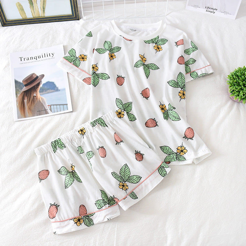 Pyjama d'été à manches courtes en coton pour femme
