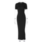 Fashion Round Neck Slim Back Lace-up Long Sleeve Dress