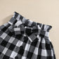 Red And Black Plaid Skirt Suit Black Polka Dot Flying Sleeve Two Piece