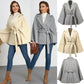 Manteau bandage en laine à revers et manches chauve-souris