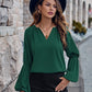 Solid Color And V-neck Loose Casual Women's Top
