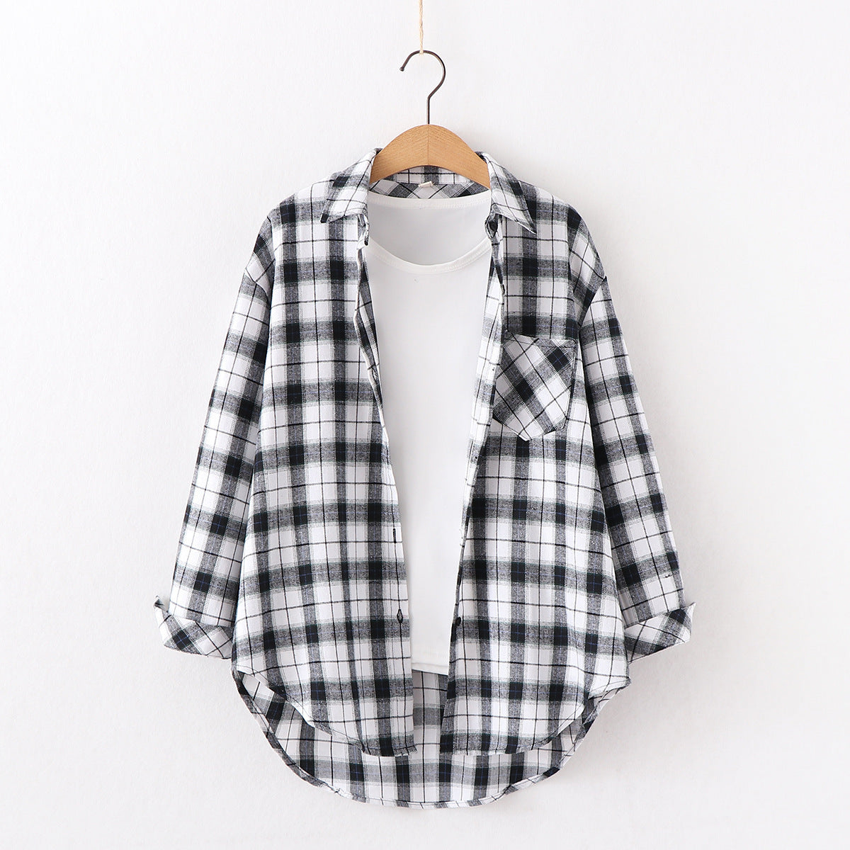 Chemisier à carreaux pour femme, nouvelle marque, ample, grande taille, manches longues, en flanelle de coton, décontracté, hauts