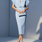 Elegant Classic V-neck Slim-fit Mid-length With Belt Dress