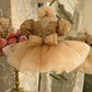 Girls Princess Dress With Puff Sleeve Sequins Children Puff Mesh