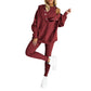 Casual Hooded Sweater Thickened Thread Fitted Vest Pants Three-piece Set