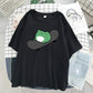 T-shirt col rond à manches courtes et col rond pour femme, vêtement simple et mignon, style grenouille, haut ample et amincissant, été