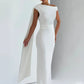 New Stylish High-waisted Long Dress With A Slanted Neckline