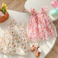 Summer Cute Heart Printing Mesh Girl Dress