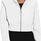 Sweat-shirt à capuche zippé décontracté en polaire, cardigan de sport tendance, hauts courts, vêtements pour femmes