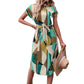 European And American Printed Lace-up Dress