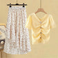 Chic Chiffon T-shirt And High-waisted Skirt Two-piece Set