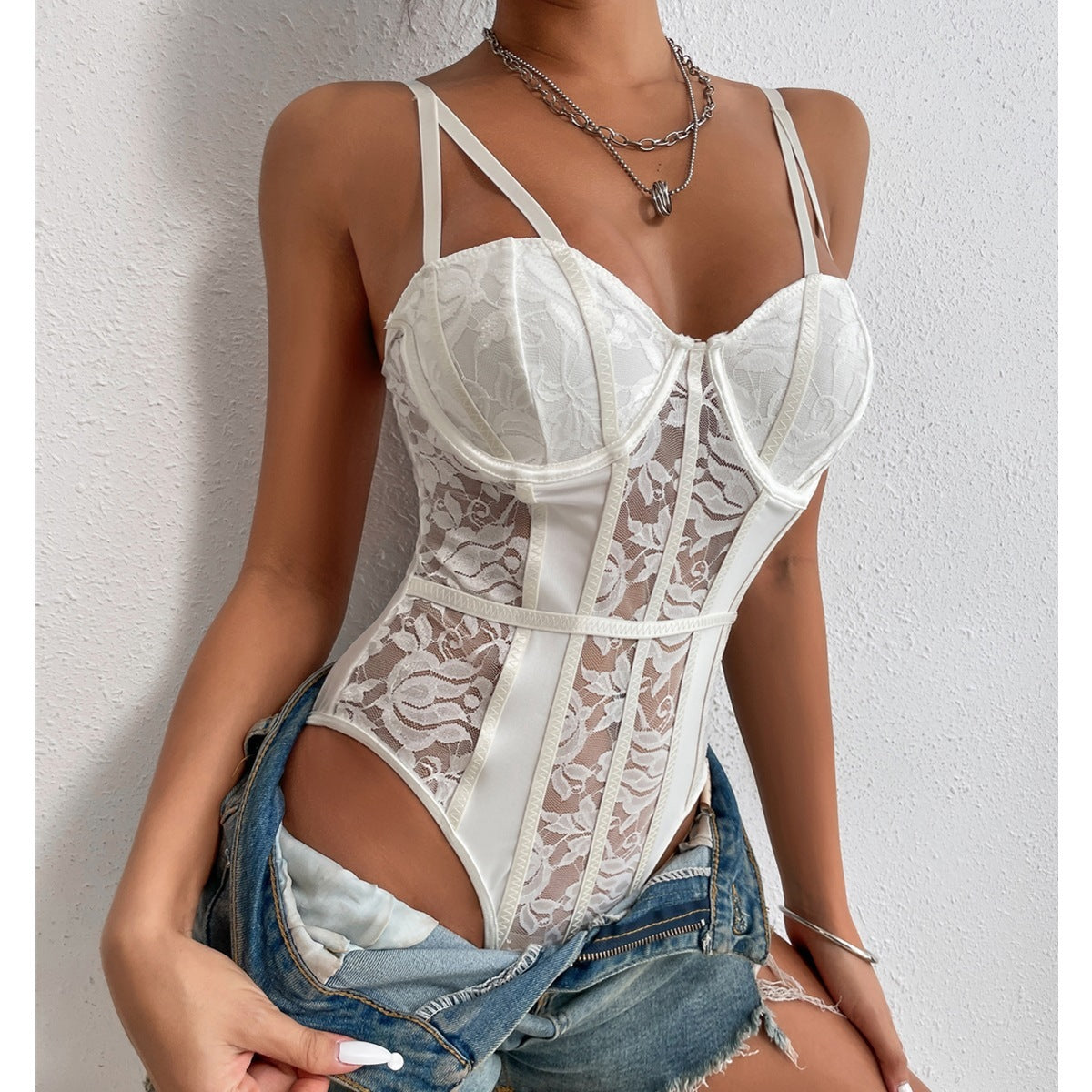 Women's Lace Stitching Niche Street Style Jumpsuit