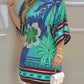 Women's Round-neck Tropical Printing Half-sleeved Casual Dress