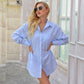 European And American Women's Lapel Shirt Autumn New Plaid Mid-length