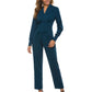 Pure Color Tie Long-Sleeved Trousers Casual Jumpsuit