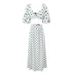 Seaside Vacation Polka Dot Split Top Mid-length Dress Set