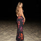 V Lace Stitching Printing Suspender Dress Girl Slim Fit Dress Women