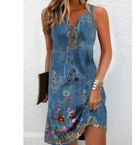 Sleeveless Printed Camisole Dress For Women