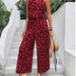 Sleeveless Printed Waist-controlled Lace-up One-piece Trousers