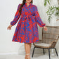 Printed Long Sleeve Waist-tight European And American Plus Size Dress