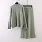 Idle Style Half Turtleneck Thickened Inner Wear Knitted Wide Leg Pants Two-piece Set