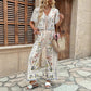 Women's High-waist Printed Top And Pants Set