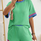 Women's Casual Versatile New Color Contrast Patchwork T-shirt Knitted Shorts